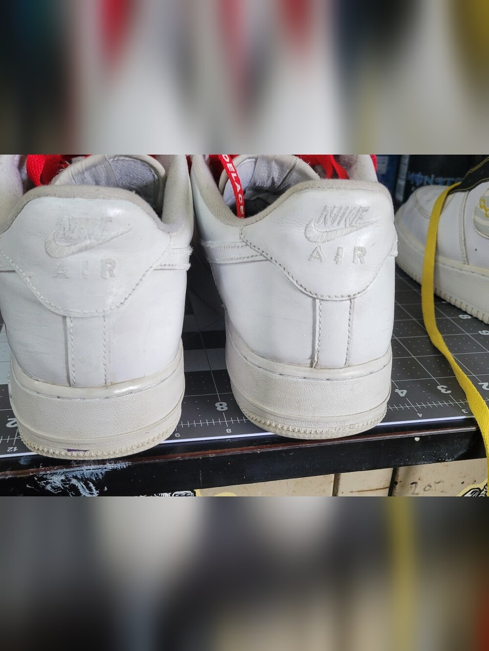 Nike Air Force 1 Low with Red Laces and Supreme Tab - Picture 5 of 10
